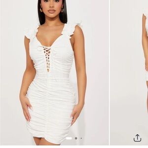 Fashion Nova White Lace-Up Mini Dress
